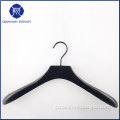 Custom wide shoulder and logo wholesale cheap black luxury wooden hanger
